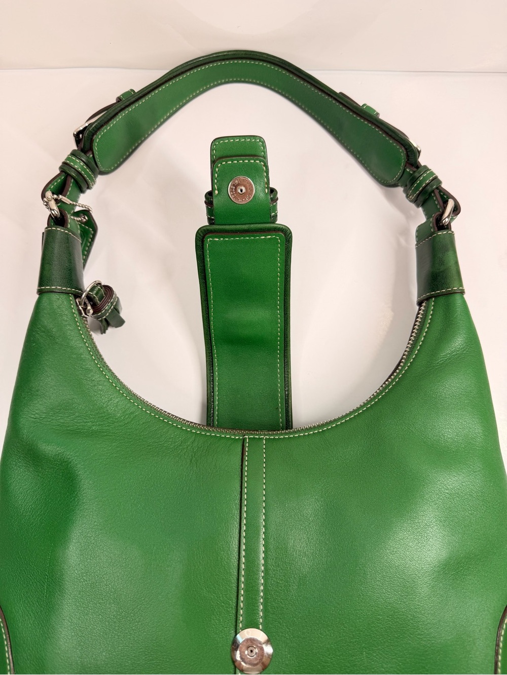 🍃 Rare Vintage Coach Soho Flap Ergo Shoulder Bag – Kelly Green Purse - Picture 13 of 16